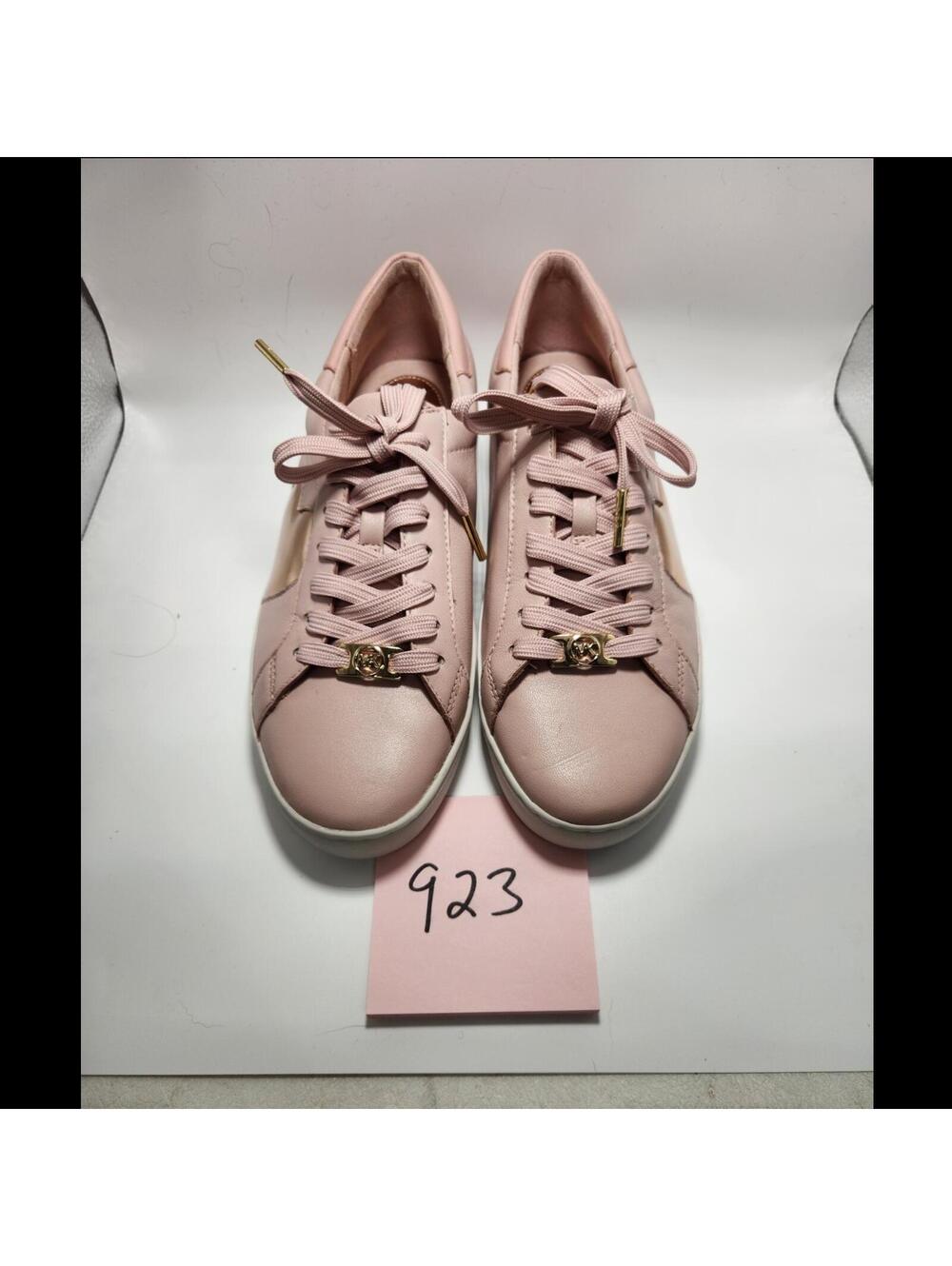 Michael Kors Pink White Gold Logo Low Top Lace-Up Sneakers Women New